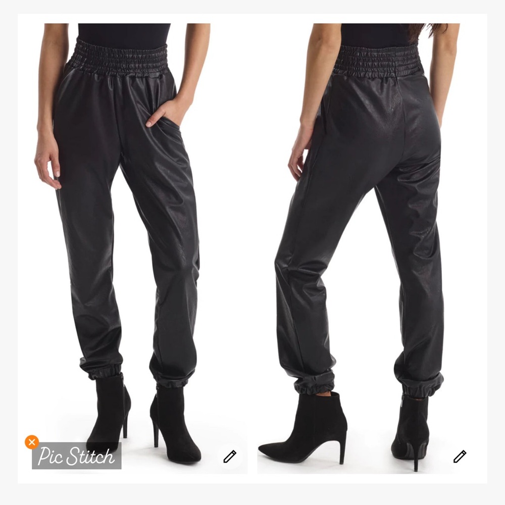 Commando Faux Leather Smocked Waist Joggers